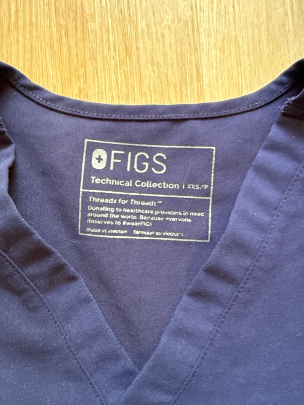 Figs Navy V-Neck Medical Scrub Top - Picture 2 of 2